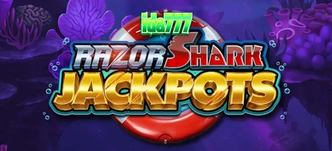 Tampilan visual slot Razor Shark Jackpots dengan tema bawah laut yang mendalam